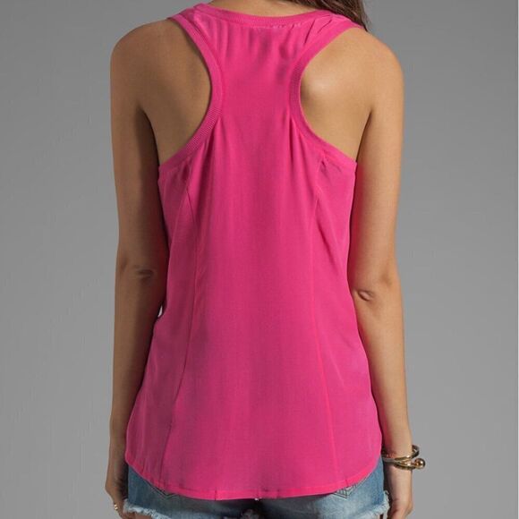 NWT Joie Alicia Silk Tank Top S Pink Fuchsia RacerBack Office Layering Blouse - Picture 2 of 7